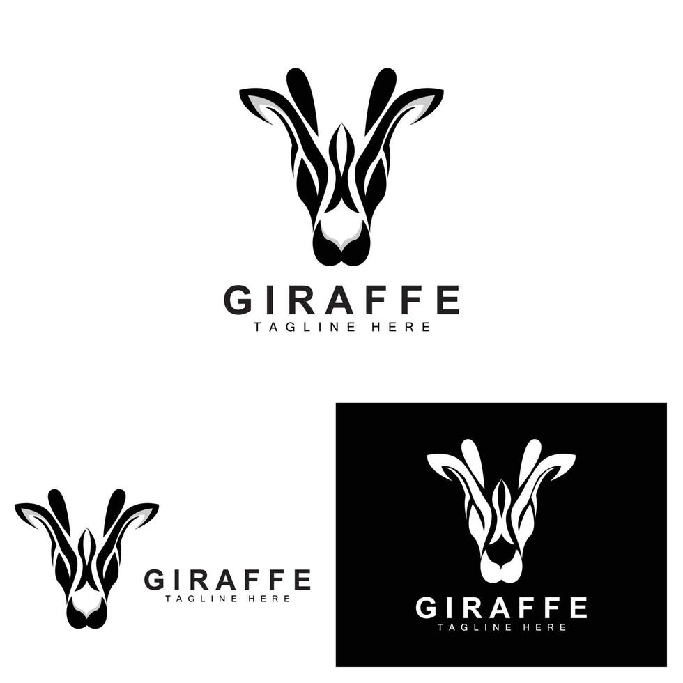 giraff logotyp design, giraff huvud vektor silhuett, hög nacke djur, Zoo, tatuering illustration, produkt varumärke