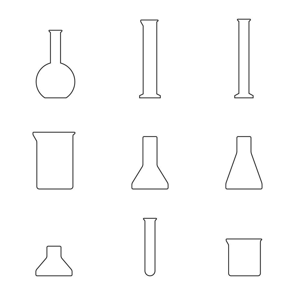 Reihe von Symbolen zu einem Thema Glas für chemische Geräte vektor