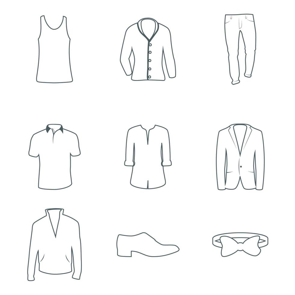 uppsättning av ikoner på en tema Kläder vektor