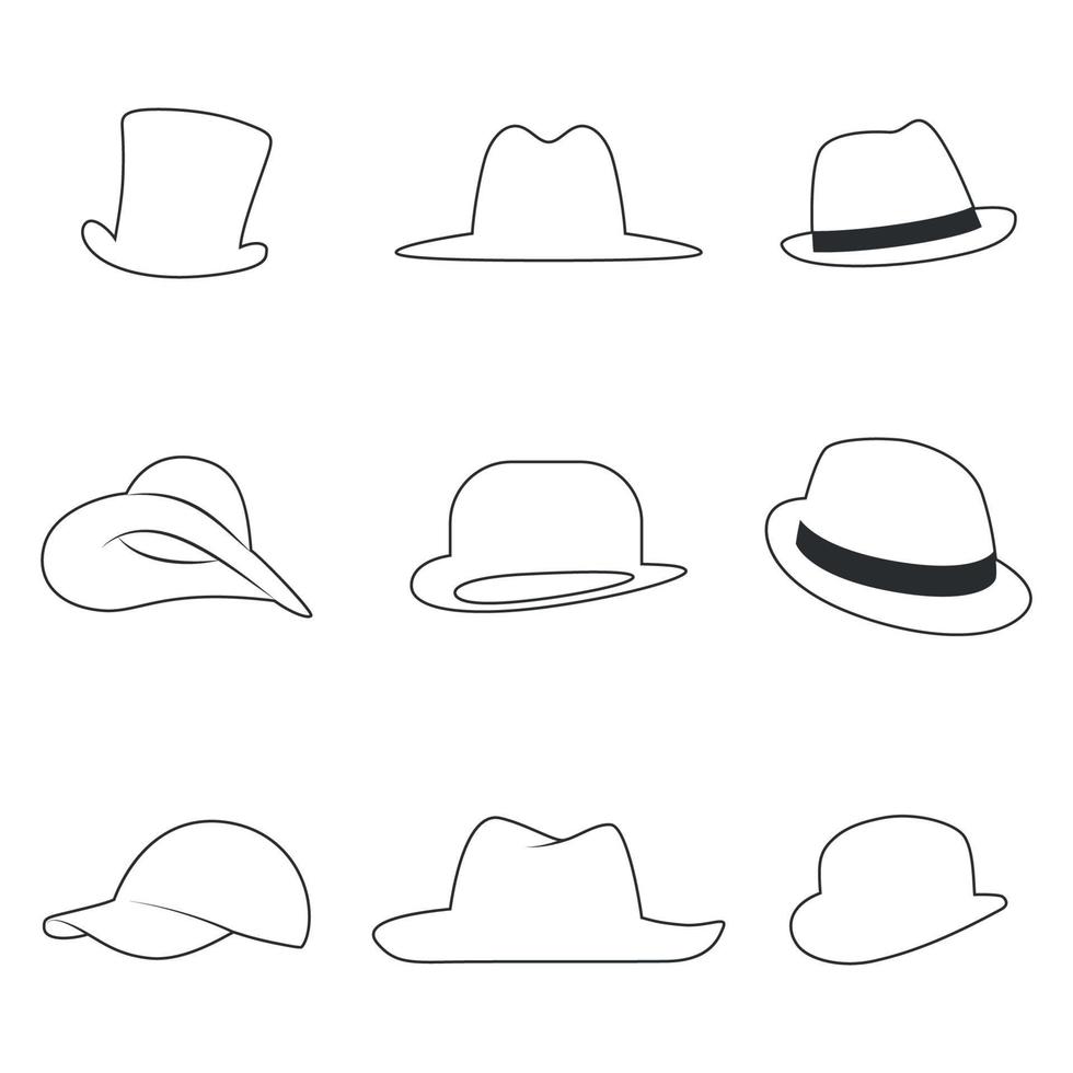 uppsättning av ikoner på en tema hattar vektor