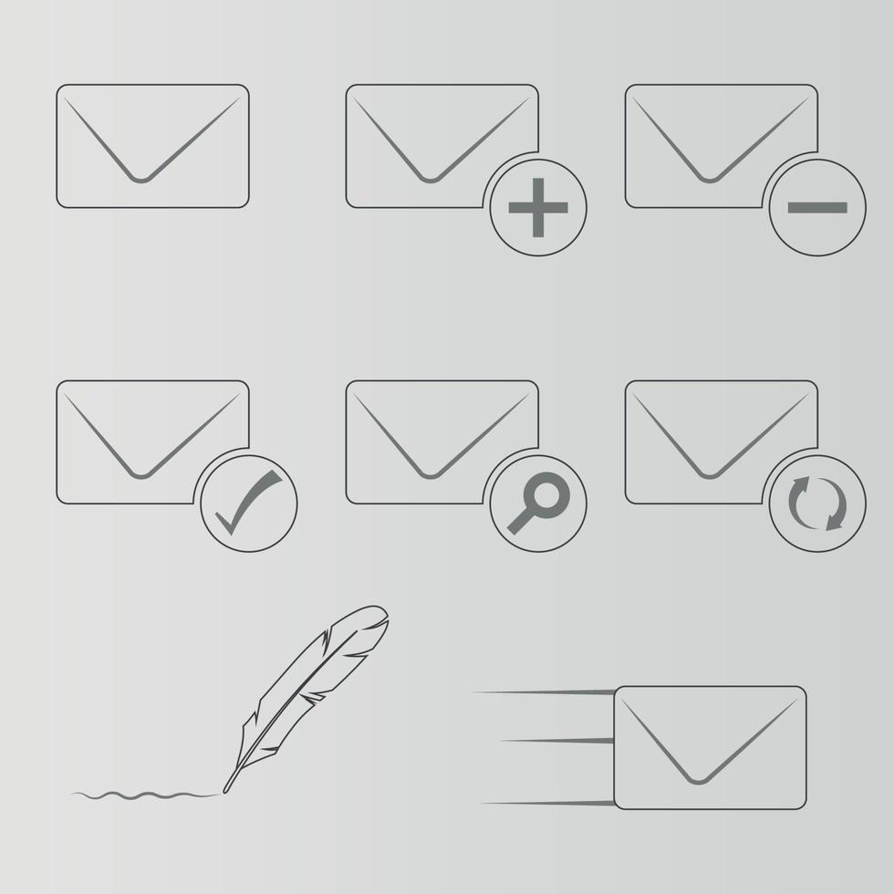 uppsättning av isolerat ikoner på en tema brev vektor