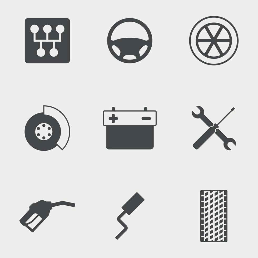 uppsättning av isolerat ikoner på en tema bil element vektor