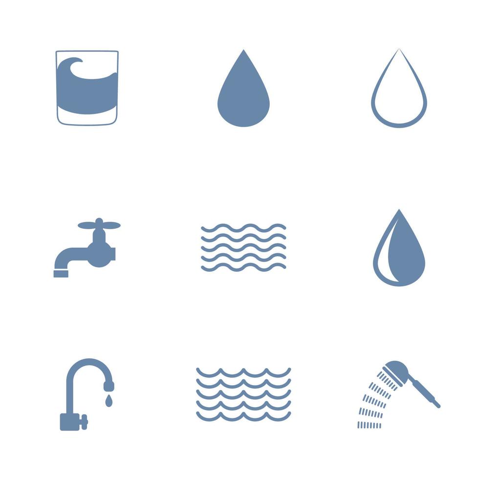 uppsättning av isolerat ikoner på en tema vatten vektor