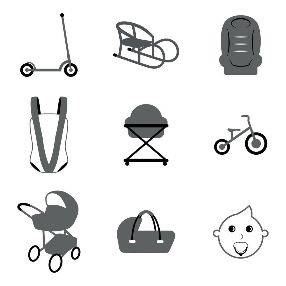 Reihe von Symbolen zu Themenattributen für Kinder vektor