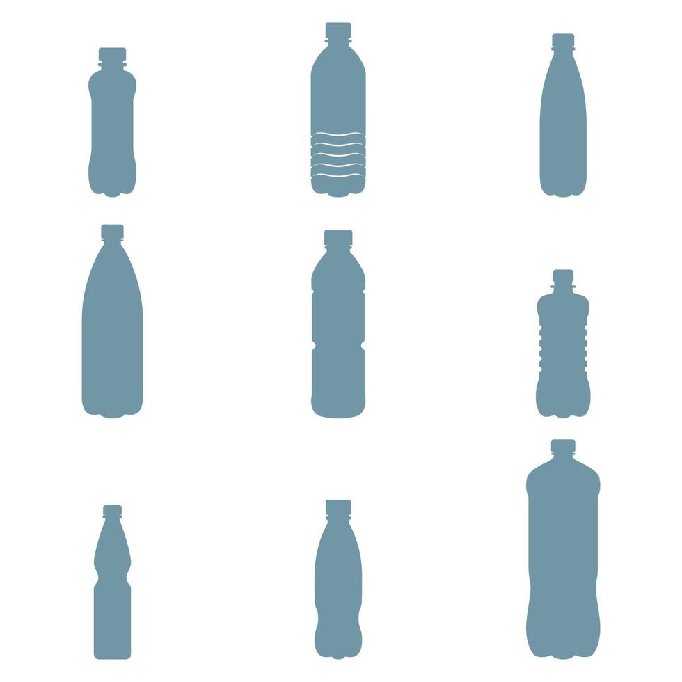 Reihe von isolierten Symbolen zu einem Thema Plastikflaschen vektor