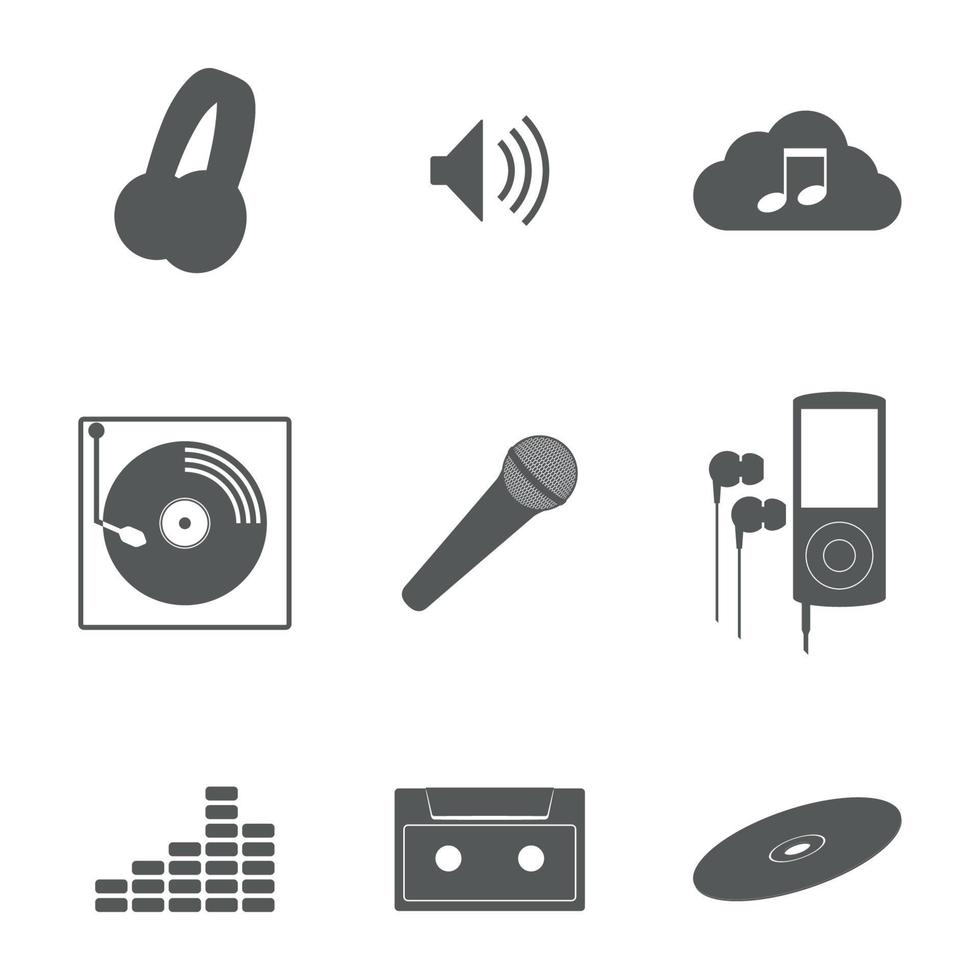 uppsättning av isolerat ikoner på en tema musik vektor