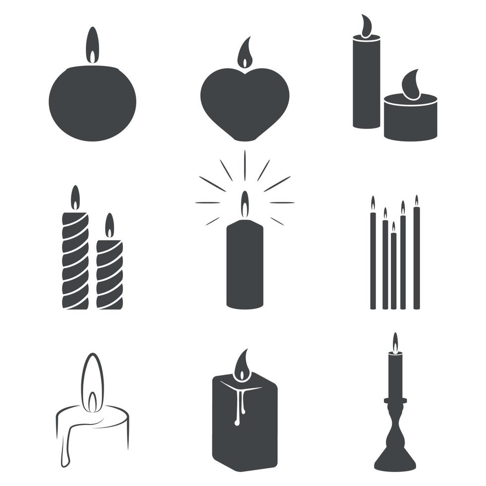 Reihe von isolierten Symbolen zu einem Thema Kerzen vektor