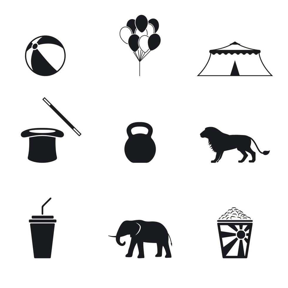 Reihe von isolierten Symbolen zu einem Thema Zirkus vektor