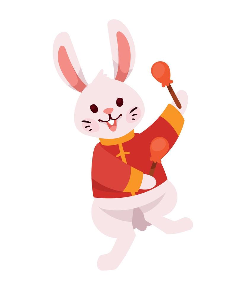 asiatisches Kaninchen mit Trommelstöcken vektor