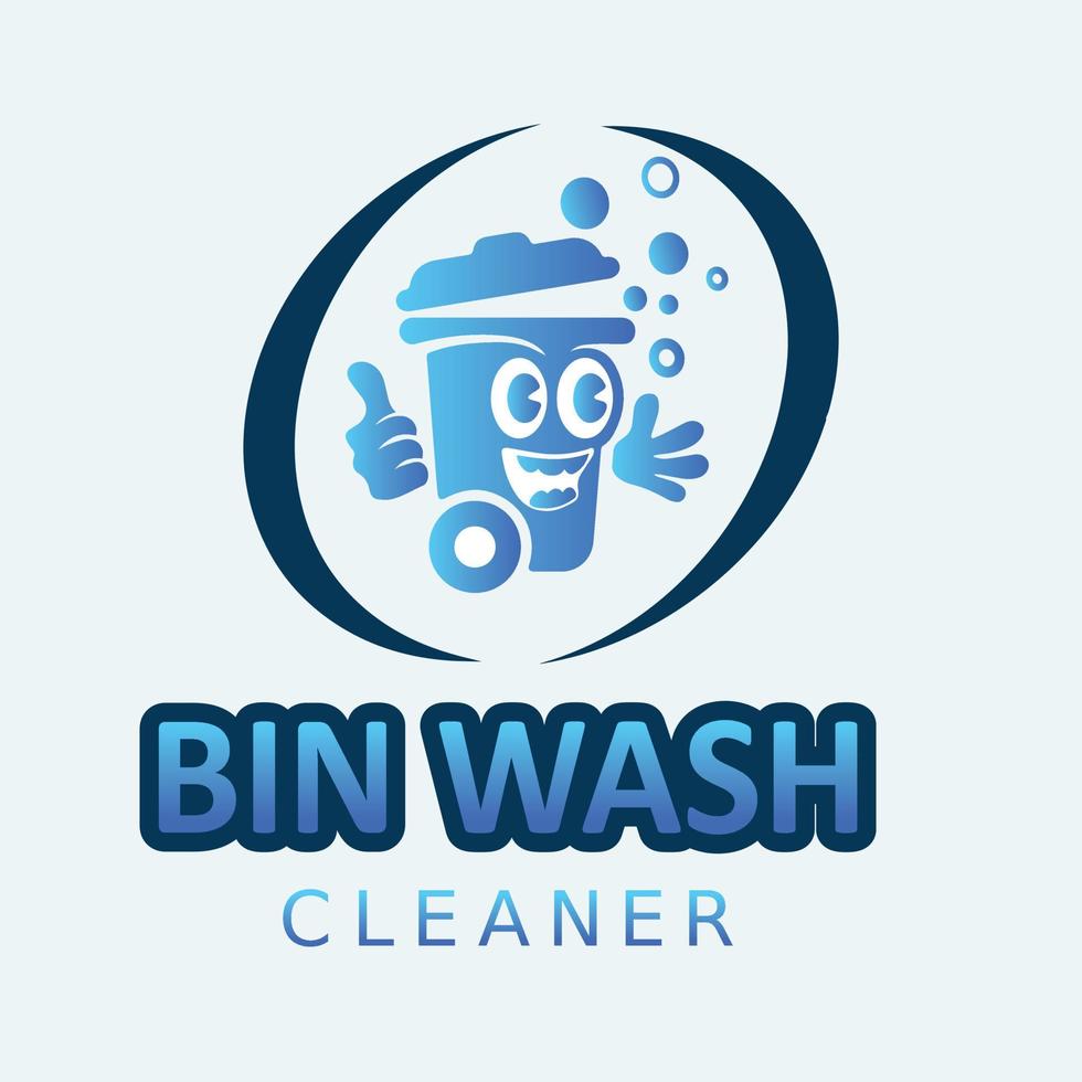 Mülleimer-Reinigungsservice, Mülleimer-Waschreiniger-Logo, Vektorgrafiken, Symbol und Grafiken vektor