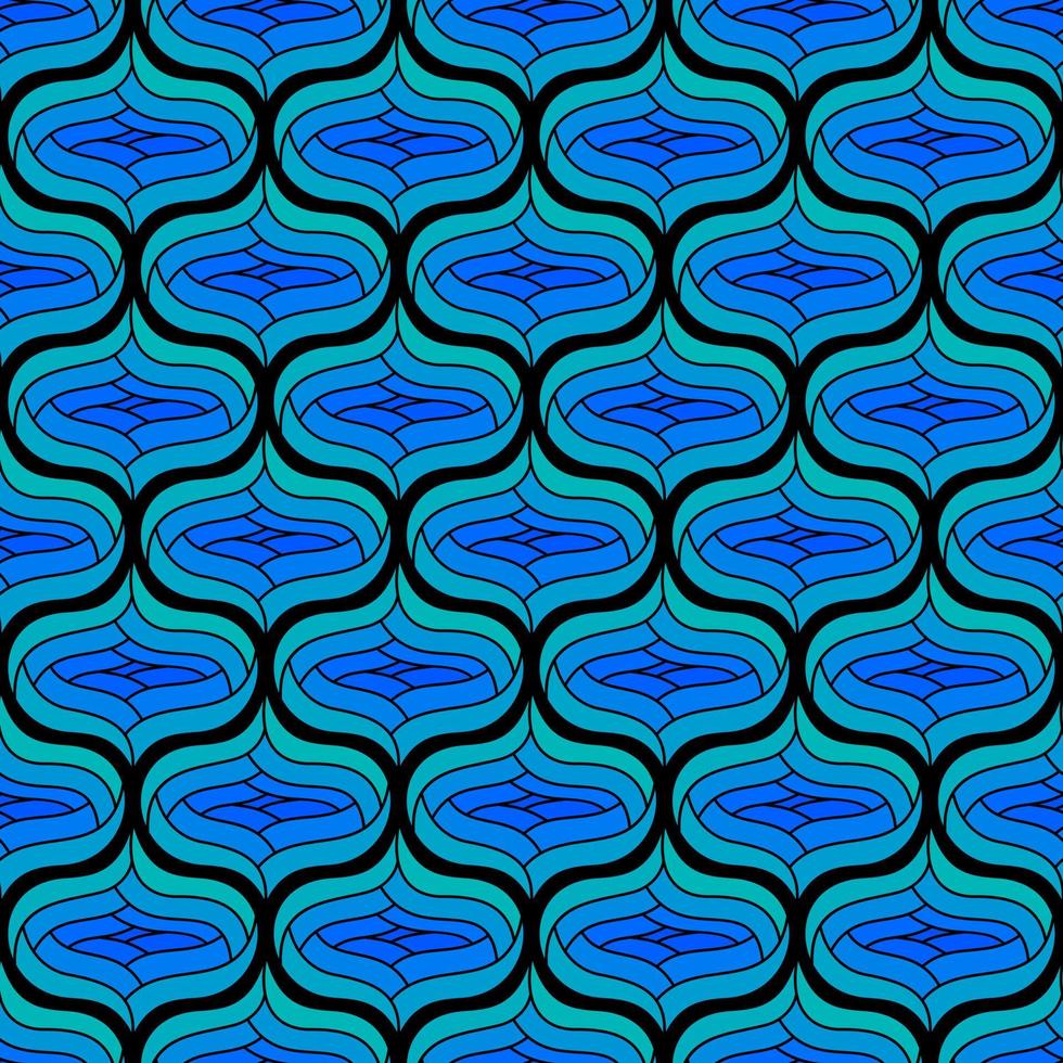 svart sömlös konst deco vektor bakgrund med ljus blå abstrakt element