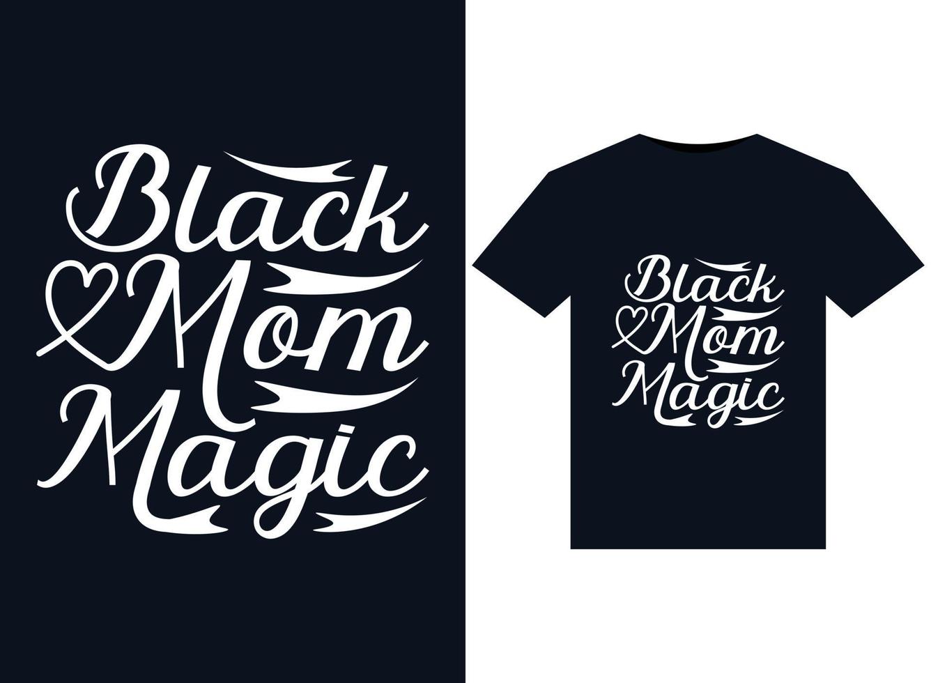 magische illustrationen der schwarzen mama für druckfertige t-shirt-designs vektor