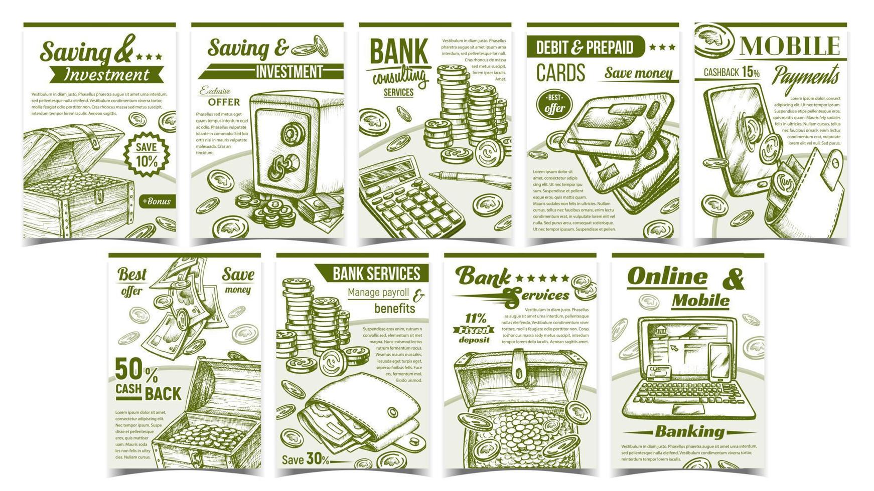 Banking Financial Collection Banner Set Vektor