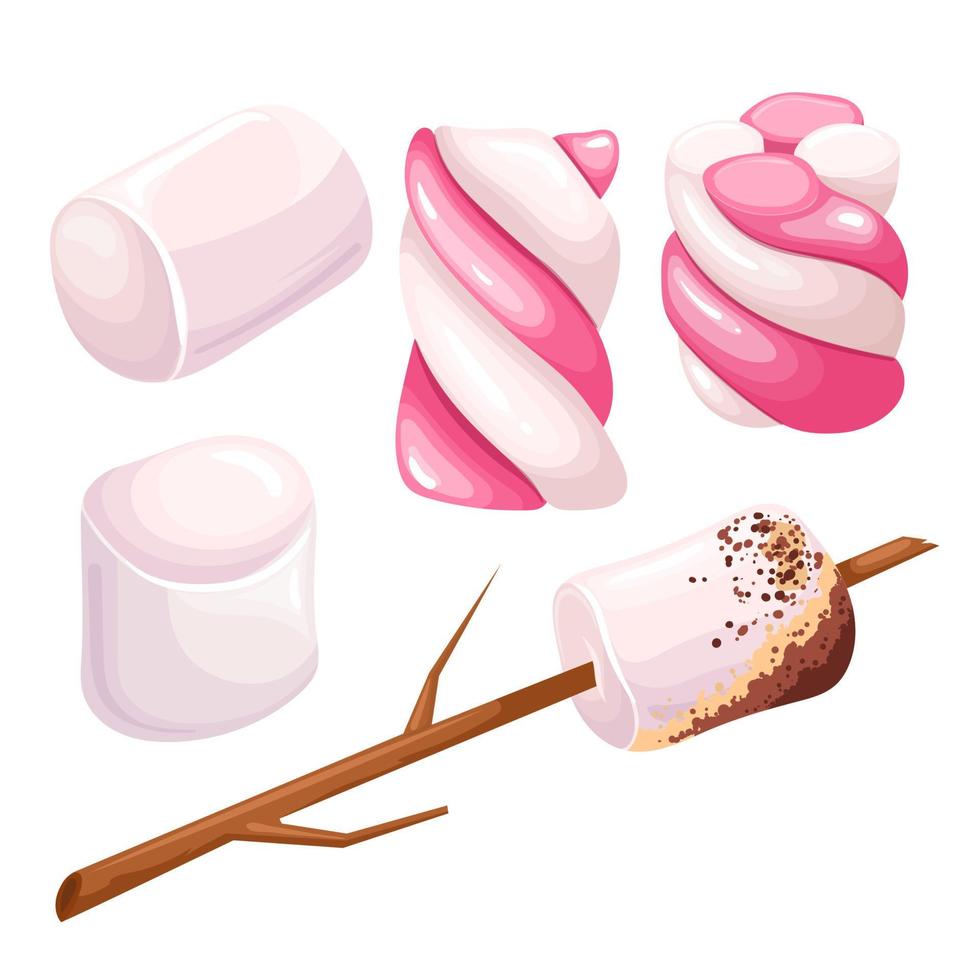 Marshmallow süßes Dessert Set Cartoon-Vektor-Illustration vektor