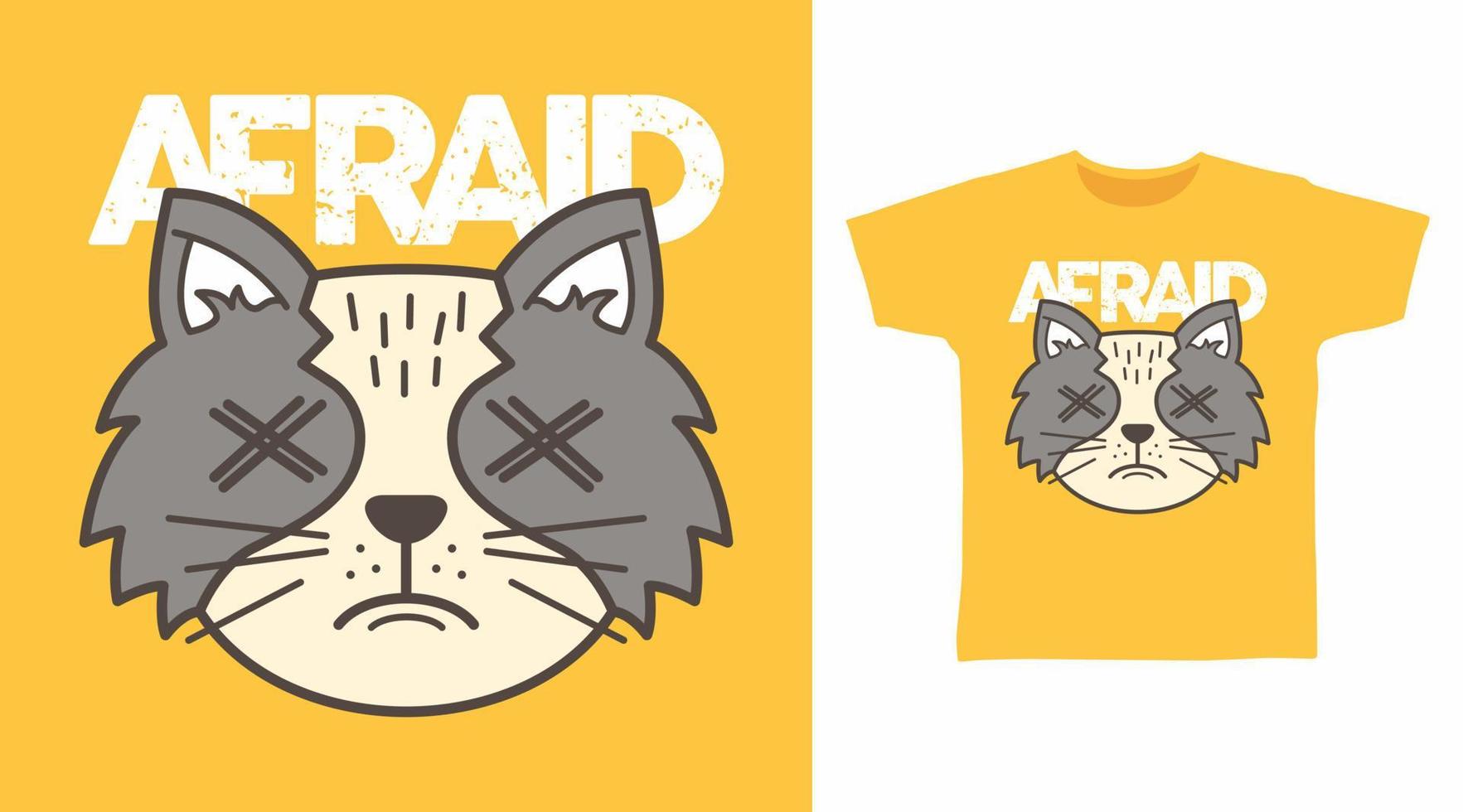 rädd katt design vektor illustration t-shirt design och andra använder.