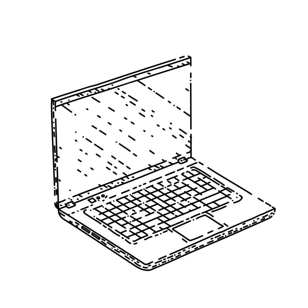 bärbar dator anteckningsbok skiss hand dragen vektor