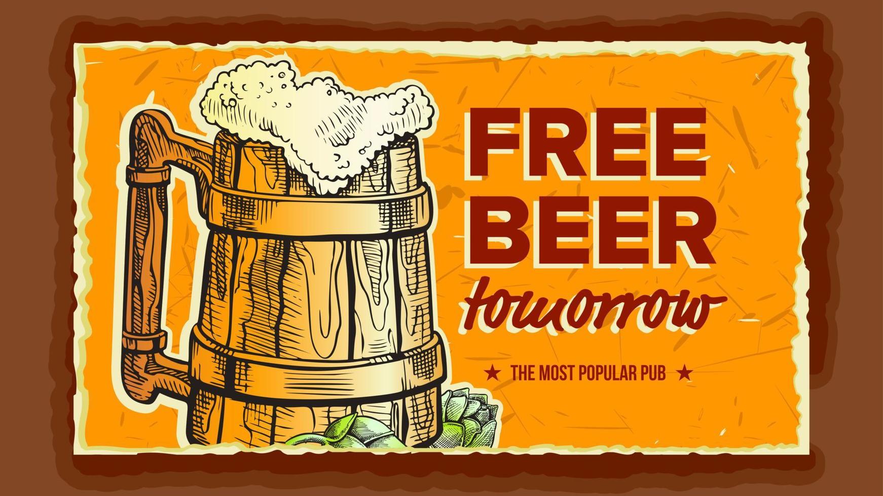 öl trä- kopp bryggeri reklam baner vektor