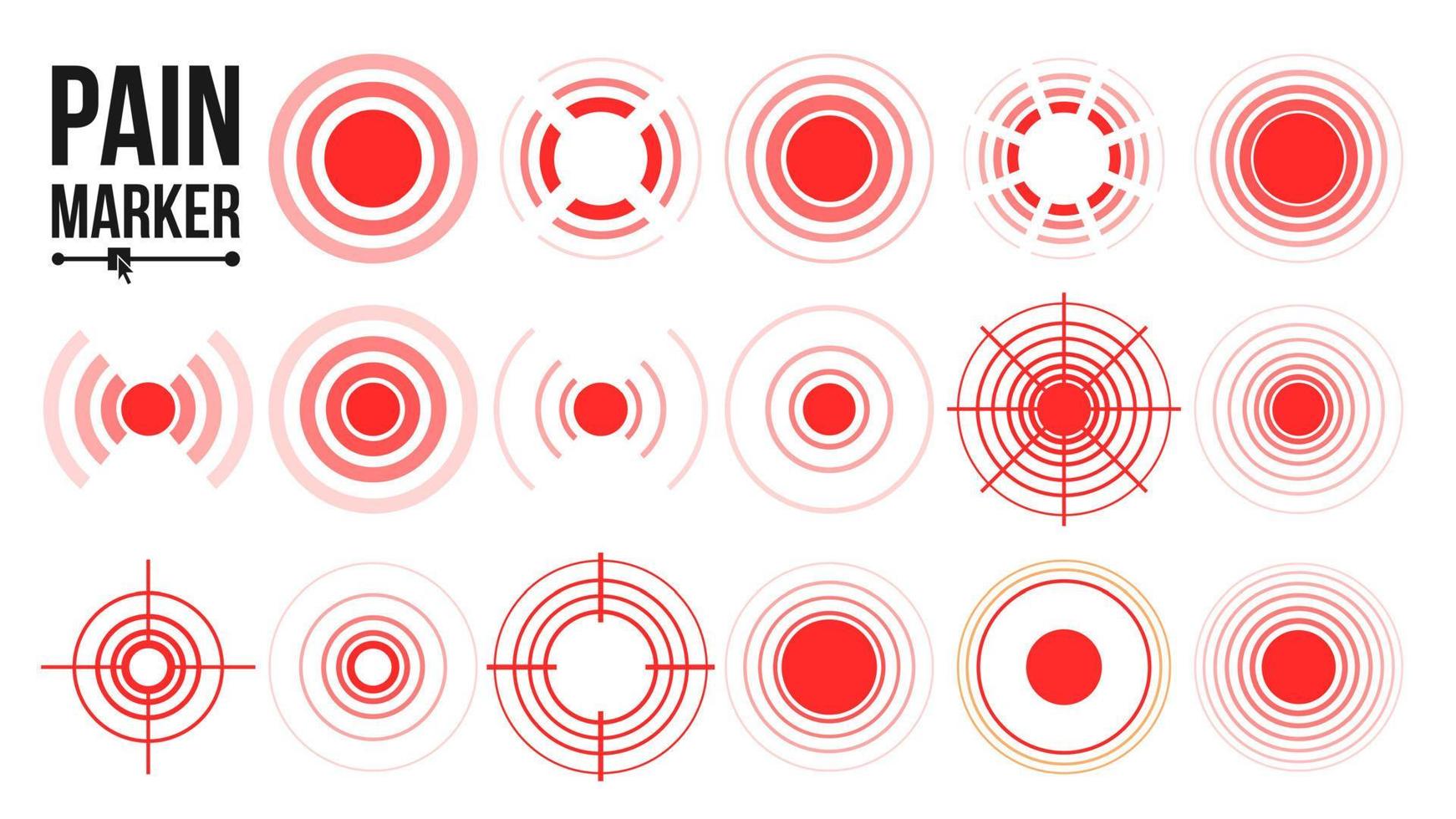 smärta ikon vektor. röd ringar. smärta cirkel. isolerat illustration vektor