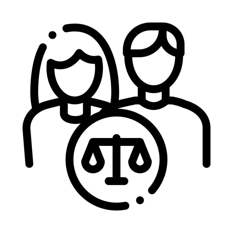 Familie vor Gericht Gesetz und Urteil Symbol Vektor Illustration