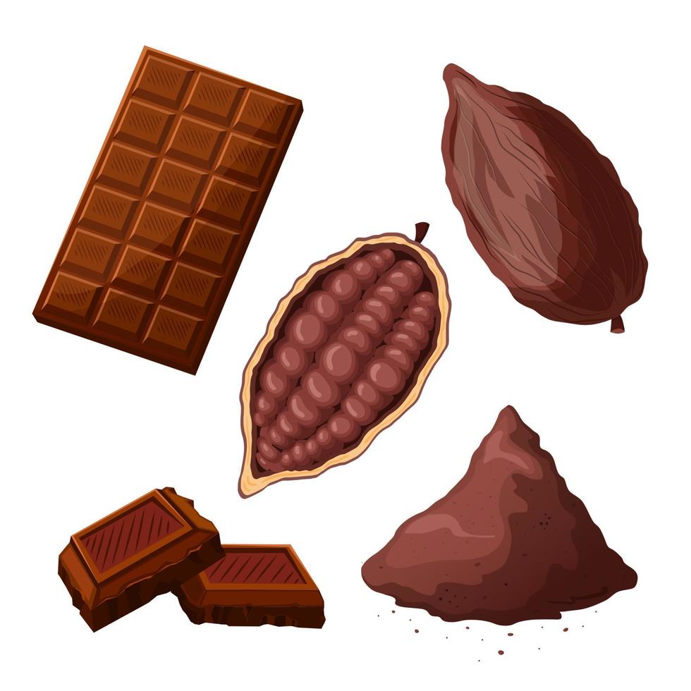 choklad kakao uppsättning tecknad serie vektor