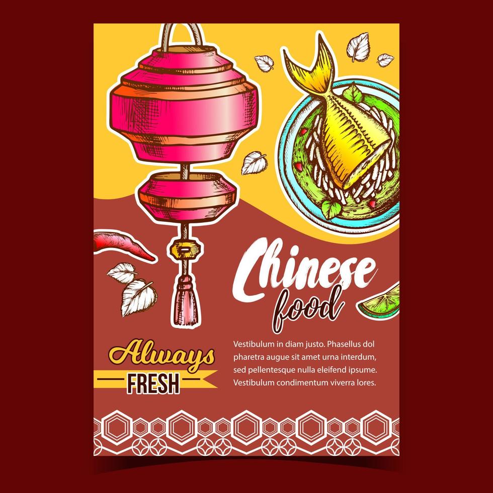 kinesisk mat restaurang reklam affisch vektor