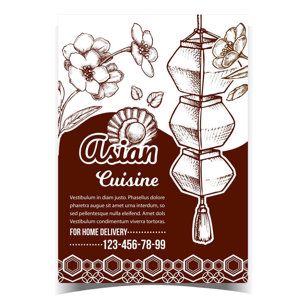 asiatisk traditionell kök annonsera affisch vektor