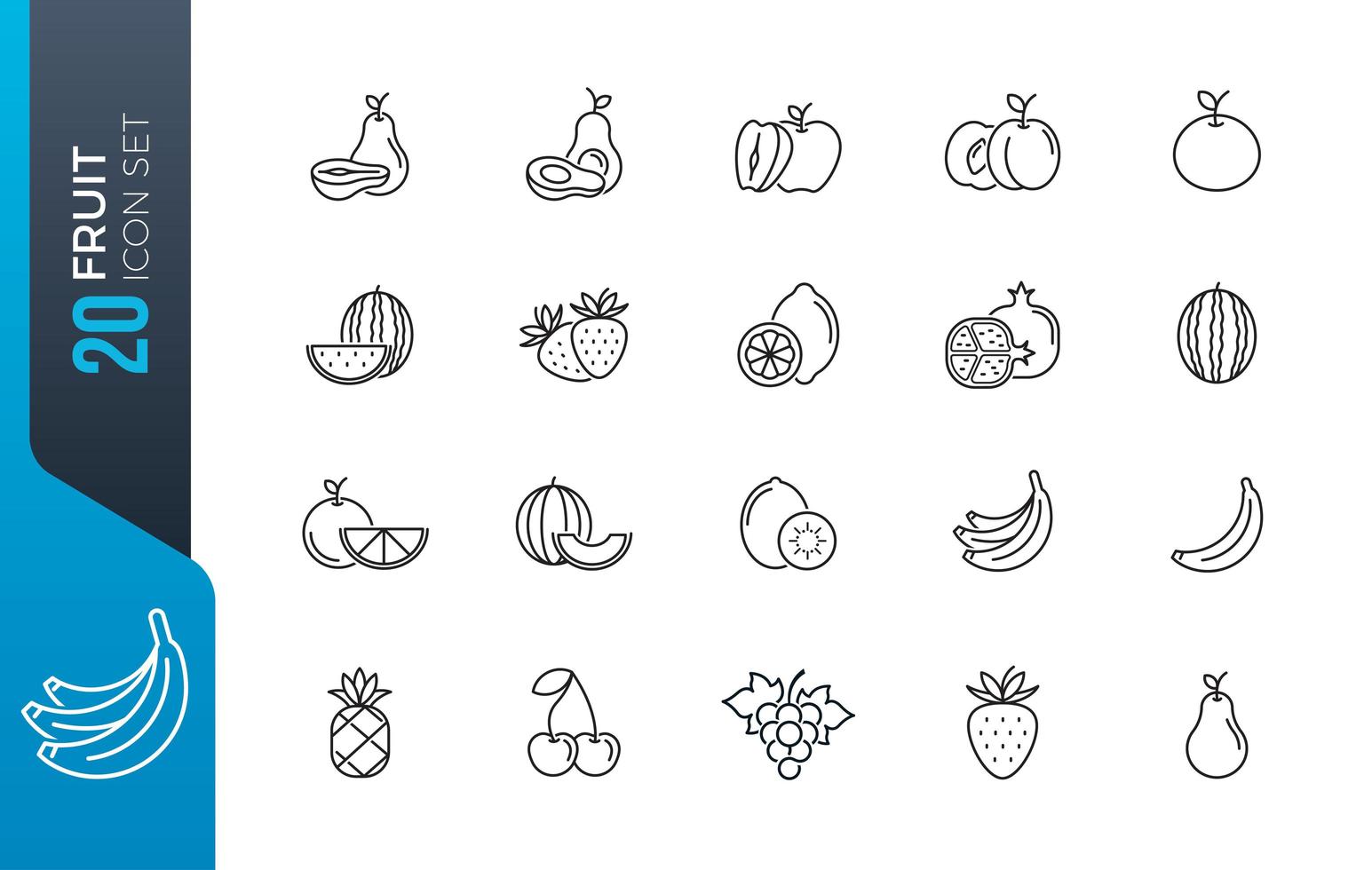 minimales Frucht-Icon-Set vektor