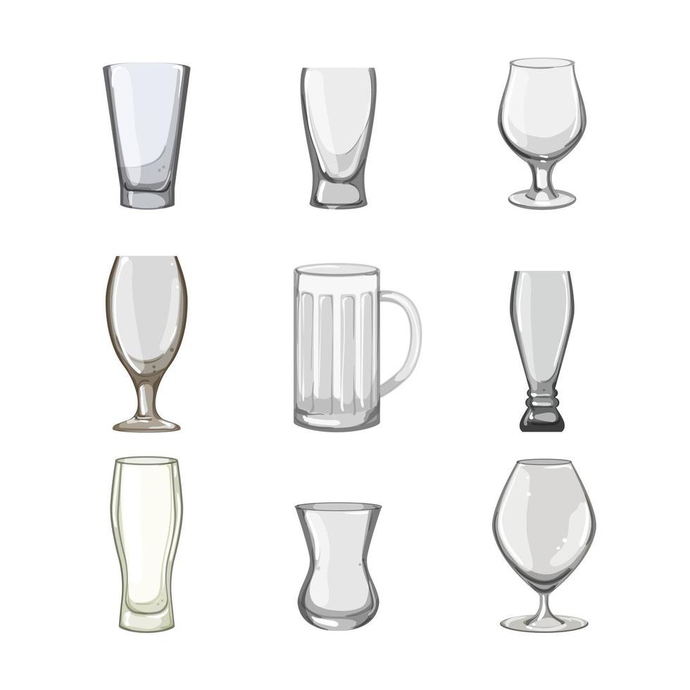 öl glas uppsättning tecknad serie vektor illustration