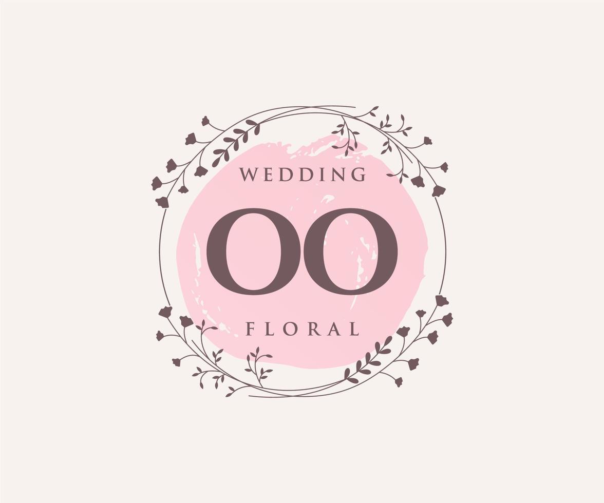 oo Initialen Brief Hochzeit Monogramm Logos Vorlage, handgezeichnete moderne minimalistische und florale Vorlagen für Einladungskarten, Datum speichern, elegante Identität. vektor