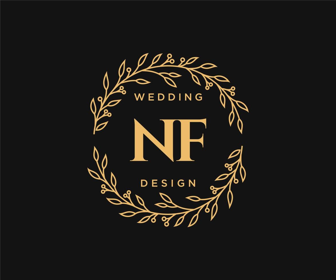 nf initialen brief hochzeitsmonogramm logos sammlung, handgezeichnete moderne minimalistische und florale vorlagen für einladungskarten, save the date, elegante identität für restaurant, boutique, café im vektor