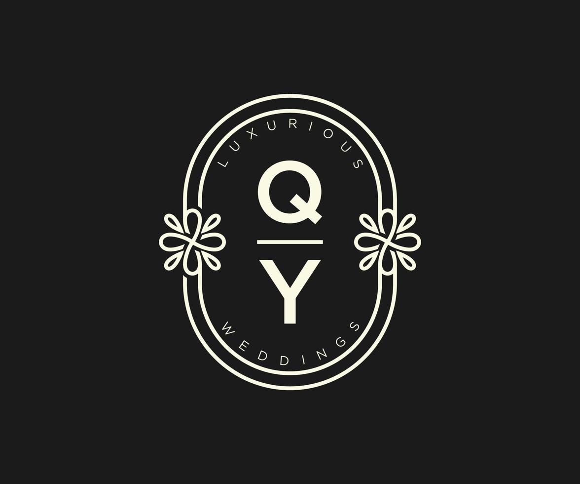 qy initialer brev bröllop monogram logotyper mall, hand dragen modern minimalistisk och blommig mallar för inbjudan kort, spara de datum, elegant identitet. vektor