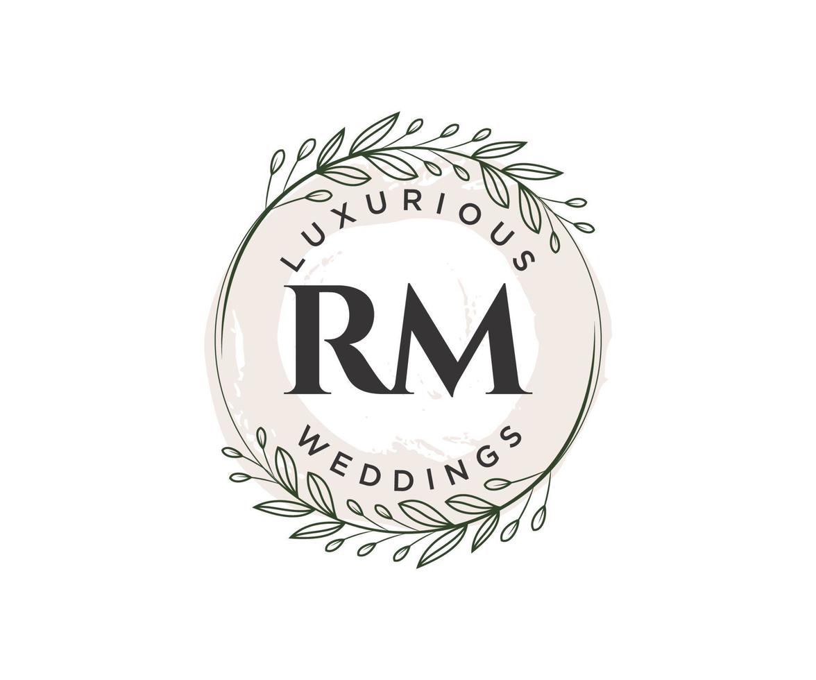 rm initialen brief hochzeit monogramm logos vorlage, handgezeichnete moderne minimalistische und florale vorlagen für einladungskarten, datum speichern, elegante identität. vektor