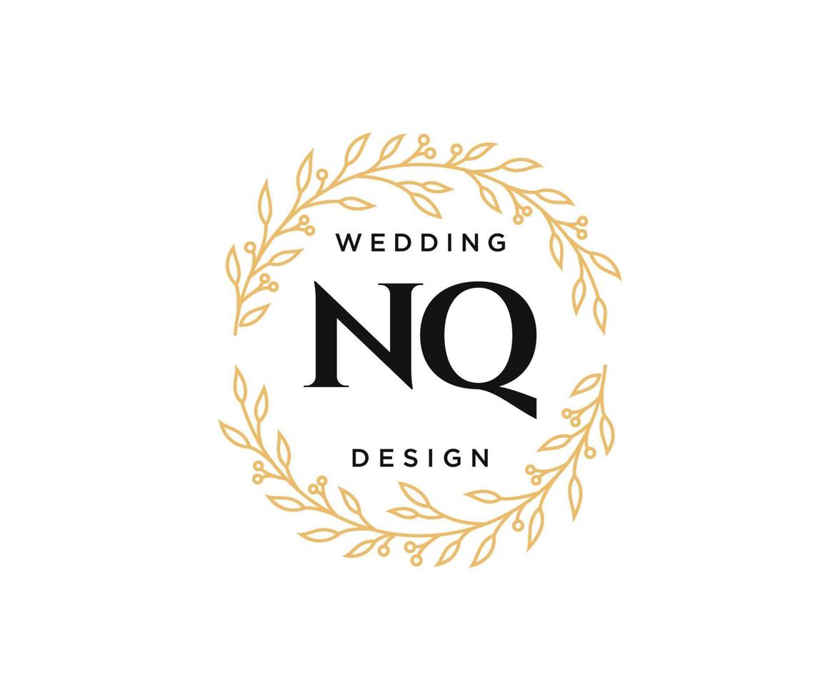 nq initialen brief hochzeitsmonogramm logos sammlung, handgezeichnete moderne minimalistische und florale vorlagen für einladungskarten, save the date, elegante identität für restaurant, boutique, café im vektor