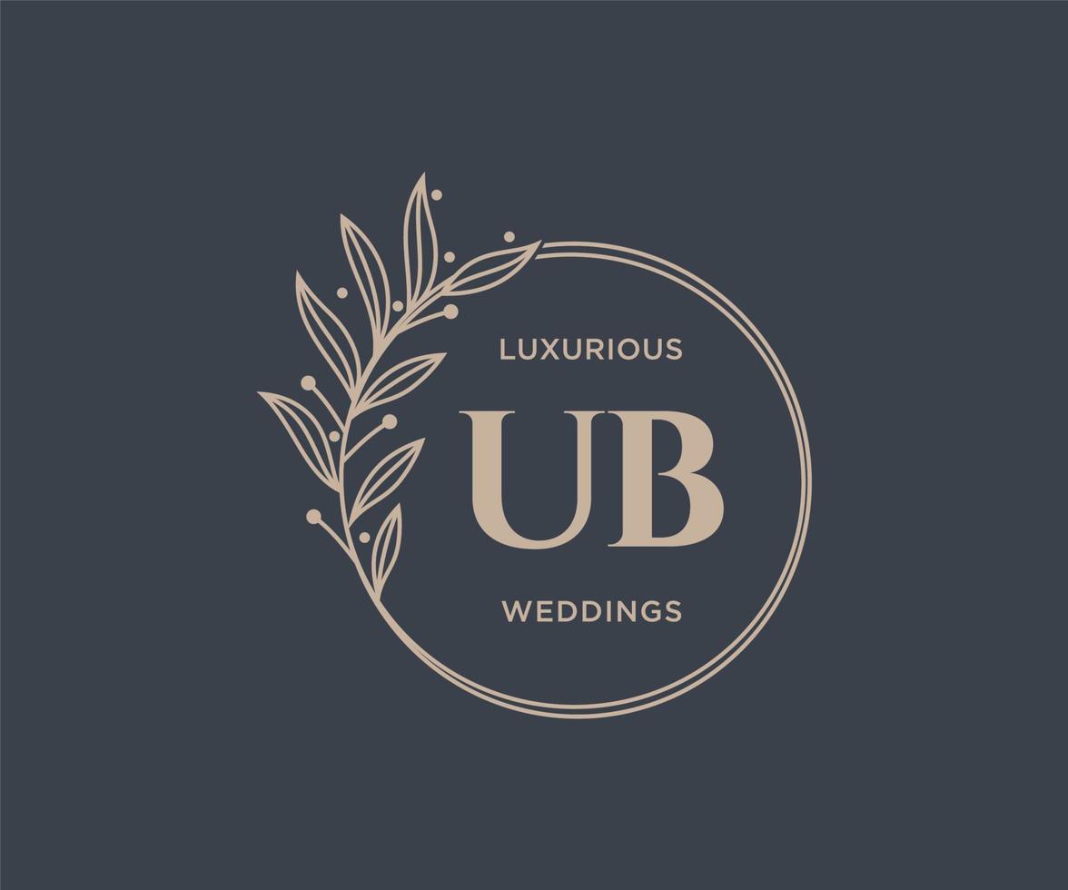 ub Initialen Brief Hochzeit Monogramm Logos Vorlage, handgezeichnete moderne minimalistische und florale Vorlagen für Einladungskarten, Datum speichern, elegante Identität. vektor