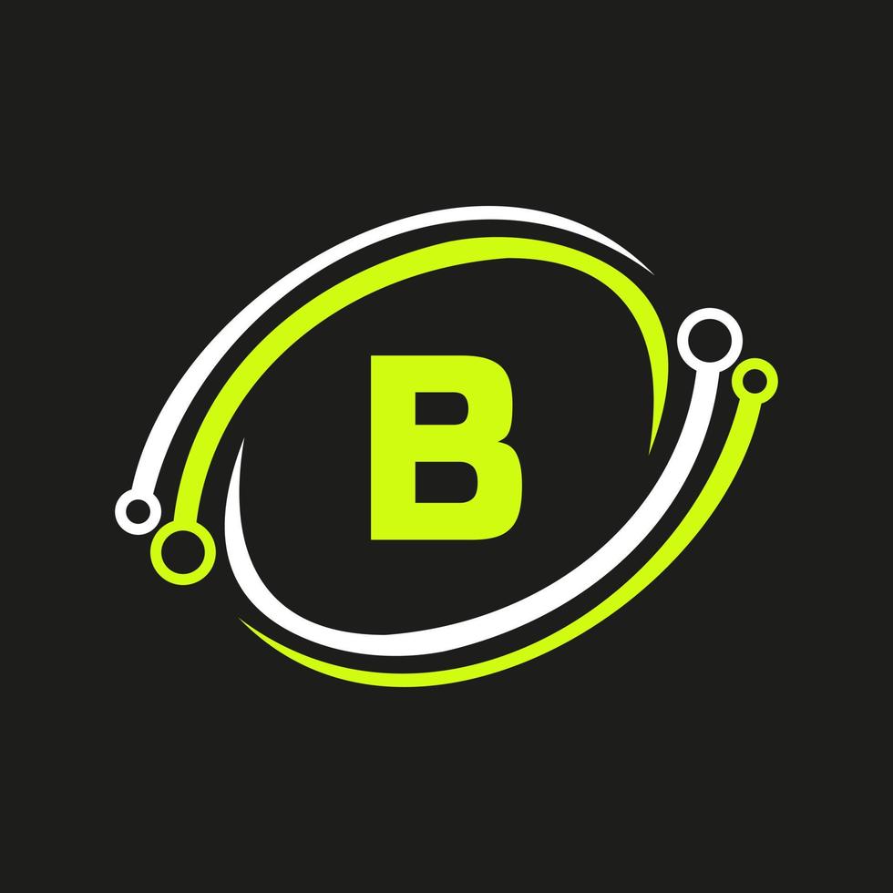 Technologie-Logo-Design auf b-Brief-Konzept. Technologie-Netzwerk-Logo-Vorlage vektor