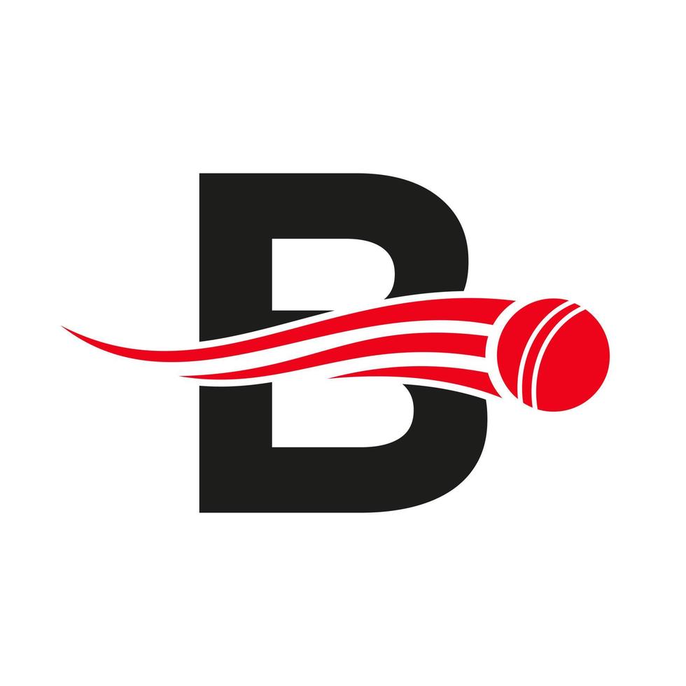 brev b cricket logotyp begrepp med boll ikon för cricket klubb symbol vektor mall. kricketspelare tecken