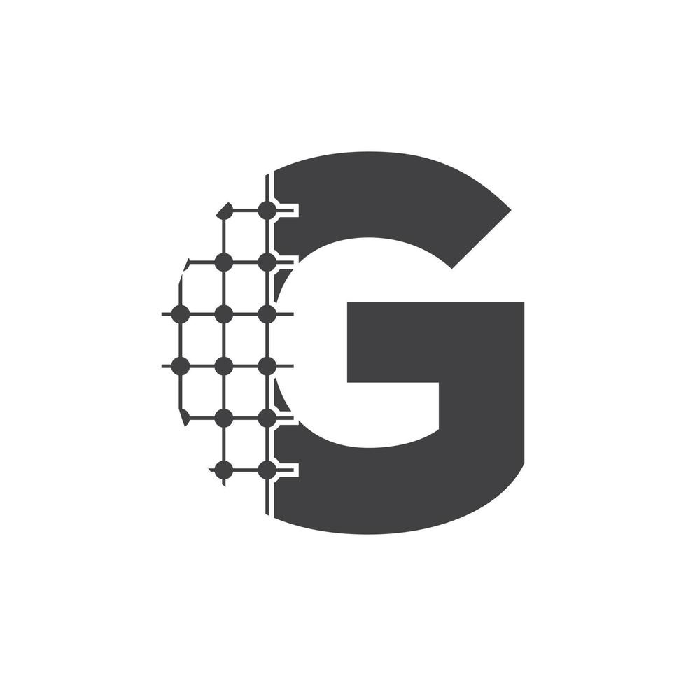 Buchstabe g Architektur-Logo-Design. Immobilien-Symbol, Architekt und Bausymbol-Vektorvorlage vektor