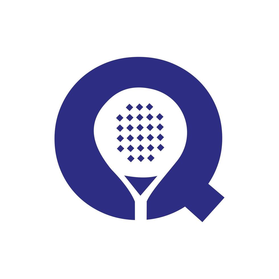 Buchstabe q Padelschläger-Logo-Design-Vektorvorlage. Strand-Tischtennis-Club-Symbol vektor