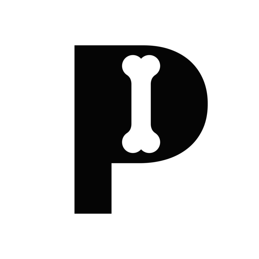 buchstabe p hundelogo, haustierpflege-logo-design-vektorvorlage vektor