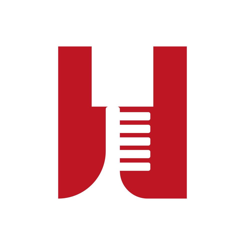 första brev h dental logotyp kombinera med tand borsta symbol mall vektor
