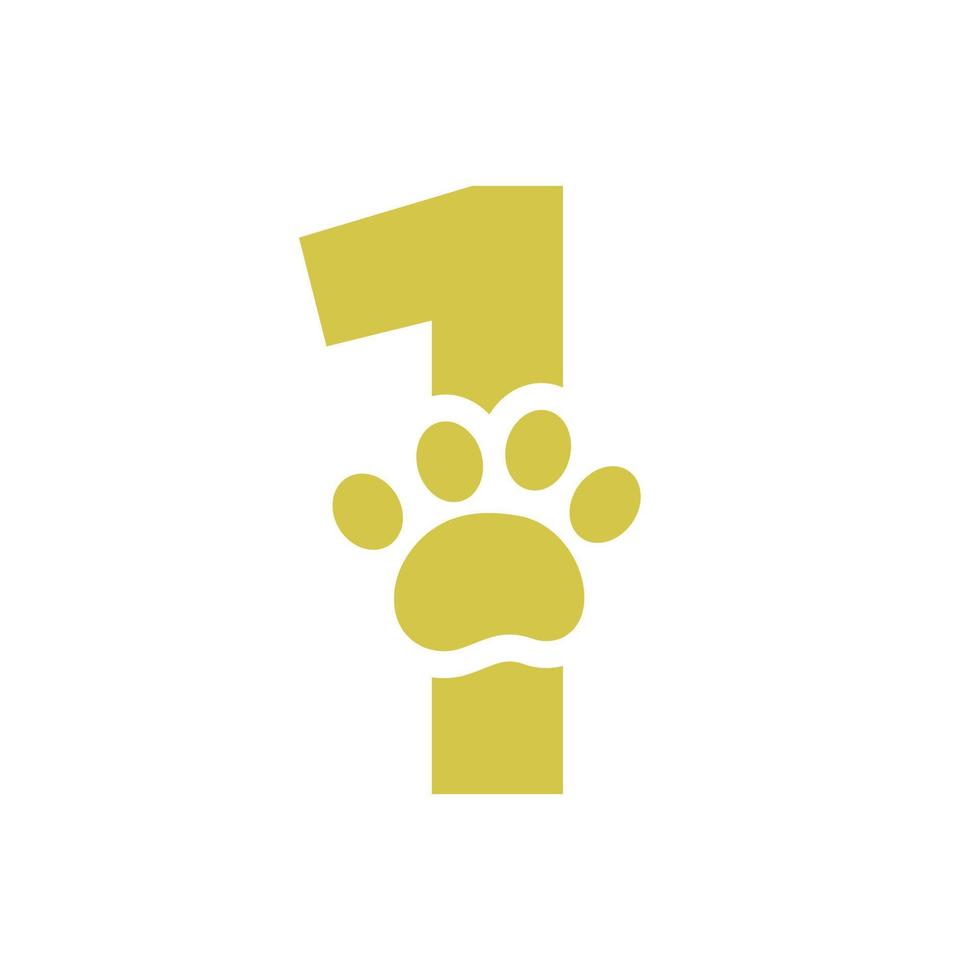 buchstabe 1 pet care logo, hundelogo design vektorzeichen und symbolvorlage vektor