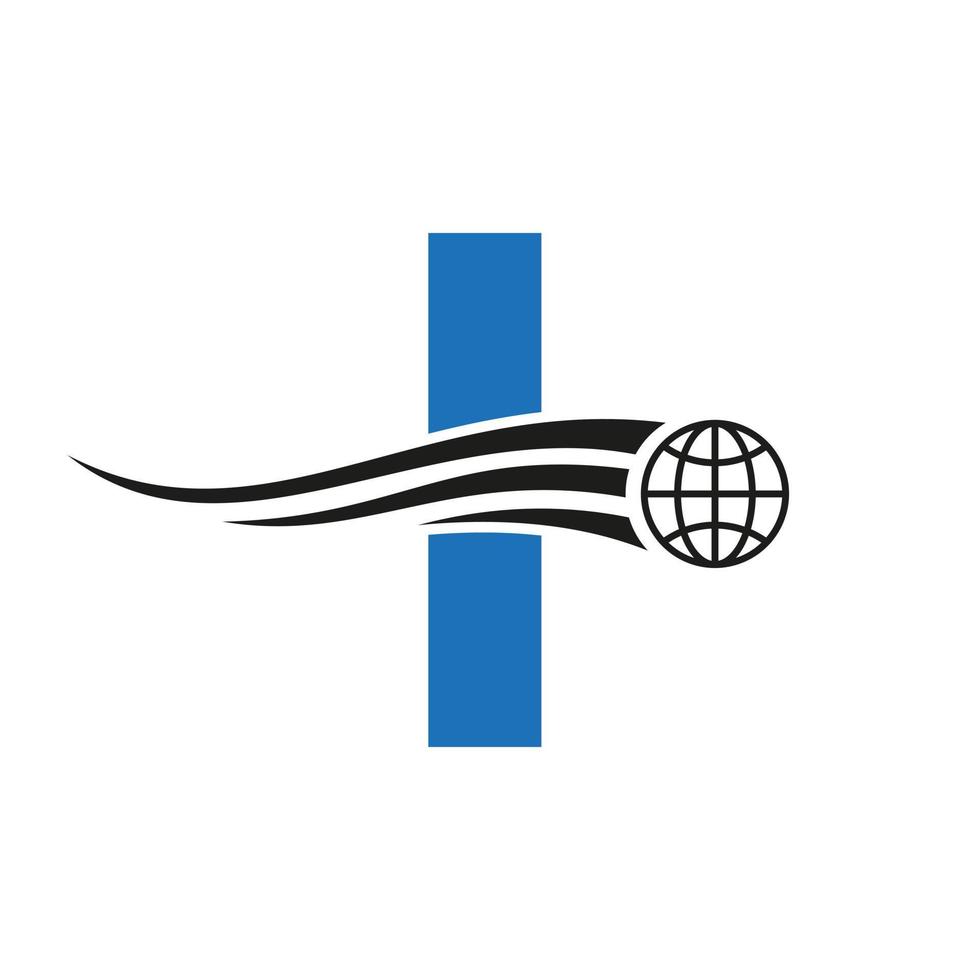 buchstabe i globales logo kombiniert mit globalem symbol, erdzeichen für geschäfts- und technologieidentitätsvorlage vektor