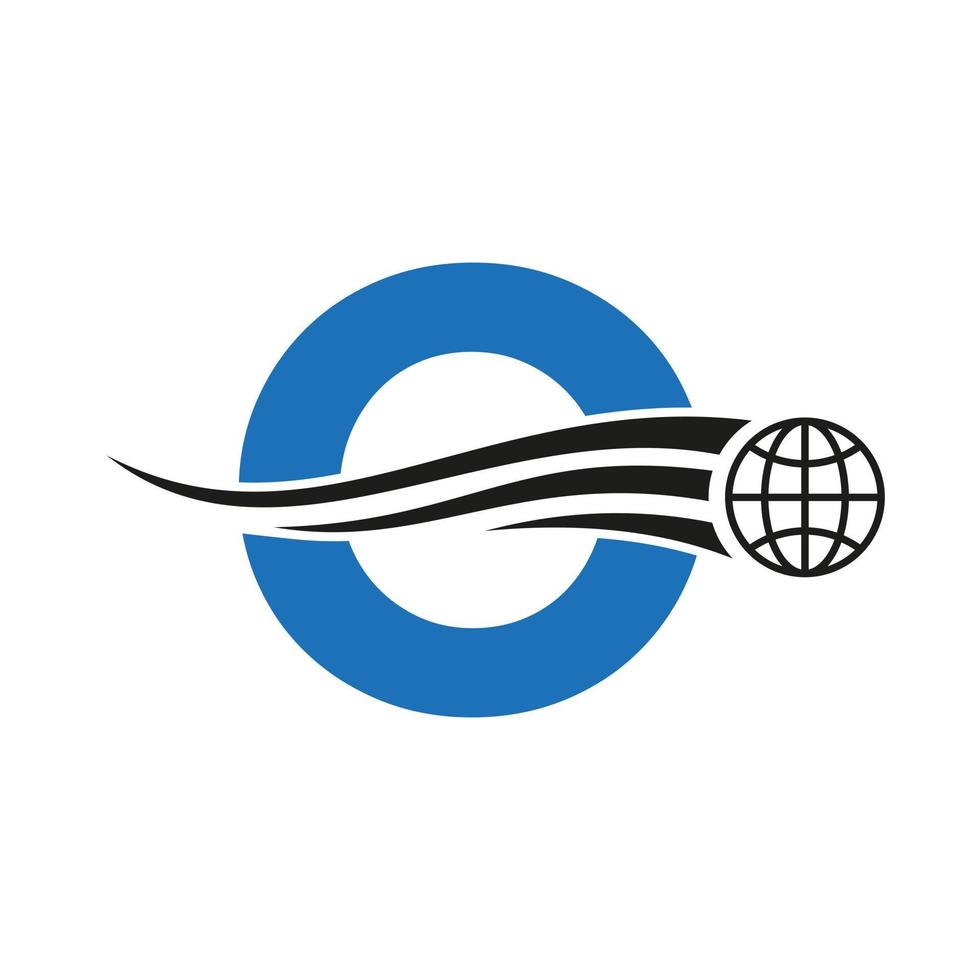 buchstabe o globales logo kombiniert mit globalem symbol, erdzeichen für geschäfts- und technologieidentitätsvorlage vektor