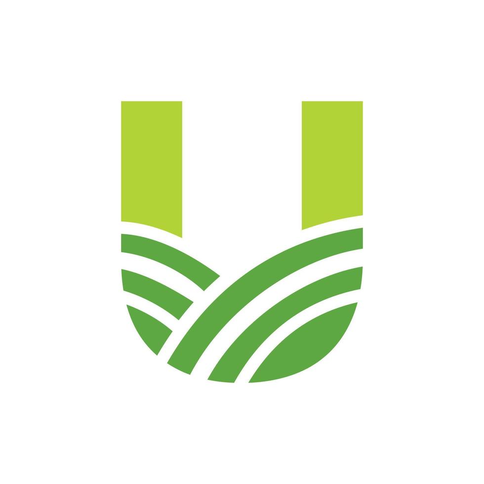 buchstabe u landwirtschaftslogo. Agrofarm-Logo basierend auf Alphabet für Bäckerei, Brot, Kuchen, Café, Gebäck, Geschäftsidentität der Heimindustrie vektor