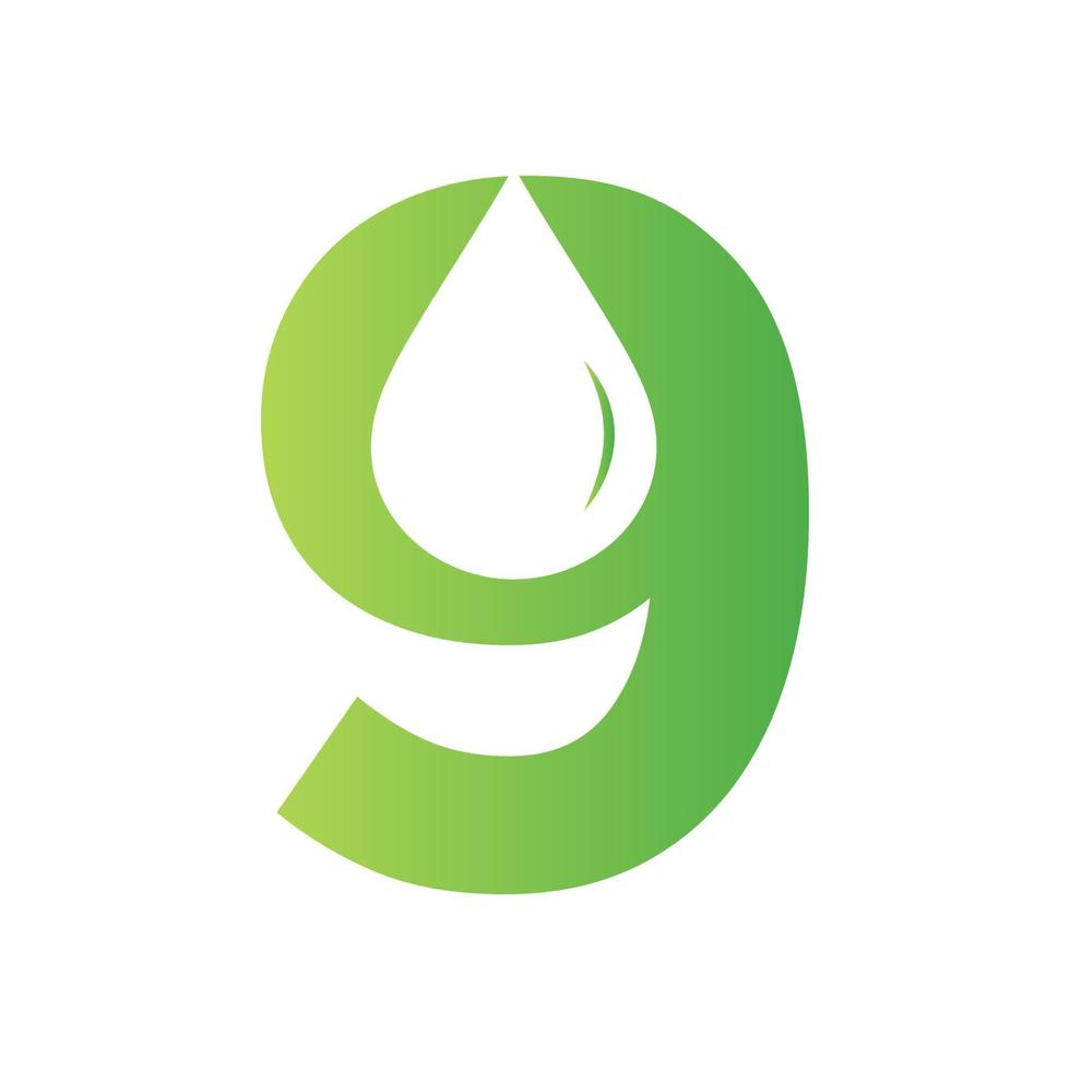 Buchstabe 9 Wasser-Logo-Element-Vektorvorlage. Wassertropfen-Logo-Symbol vektor