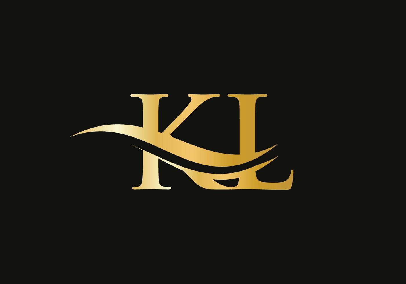 kreativer kl-brief mit luxuskonzept. modernes kl-logo-design für geschäfts- und firmenidentität vektor