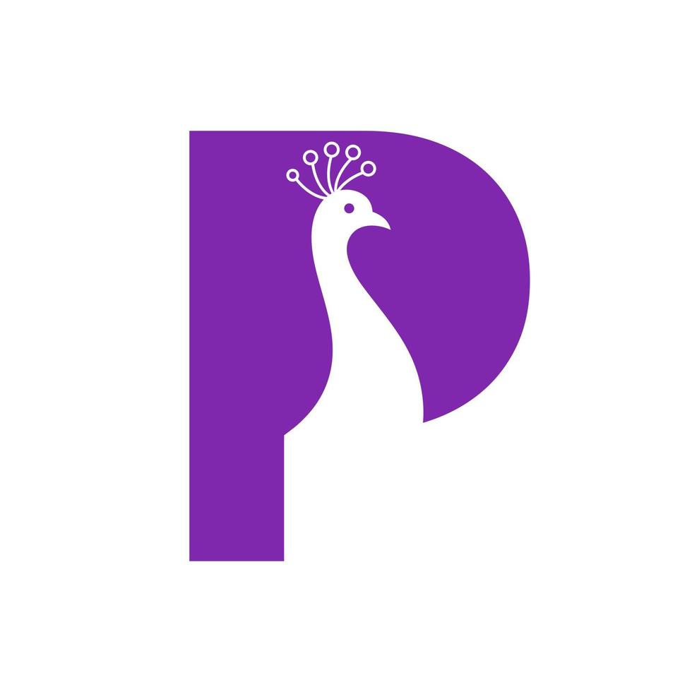 brev p skön påfågel logotyp mall vektor mall färgrik logotyp