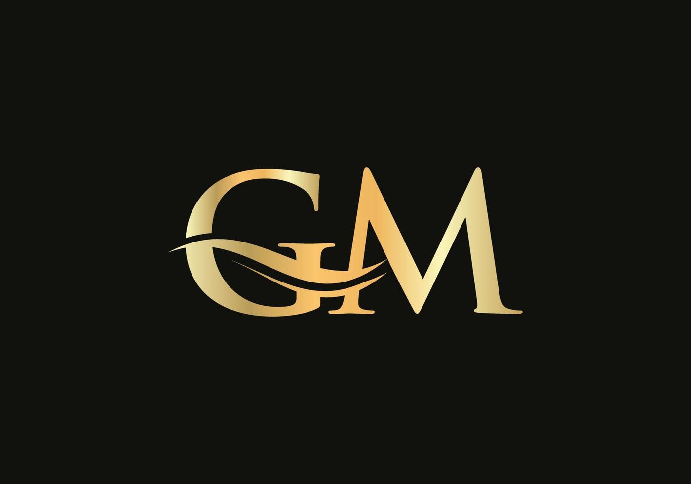 Premium-Buchstaben-GM-Logo-Design mit Wasserwellenkonzept. GM-Brief-Logo-Design mit modernem Trend vektor