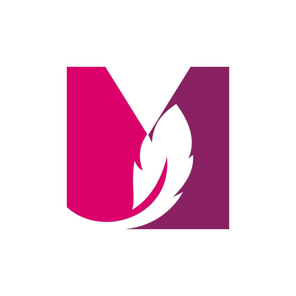 Buchstabe m Vogelfeder-Logo-Designkonzept für Gesetzesidentitätsvektorvorlage vektor