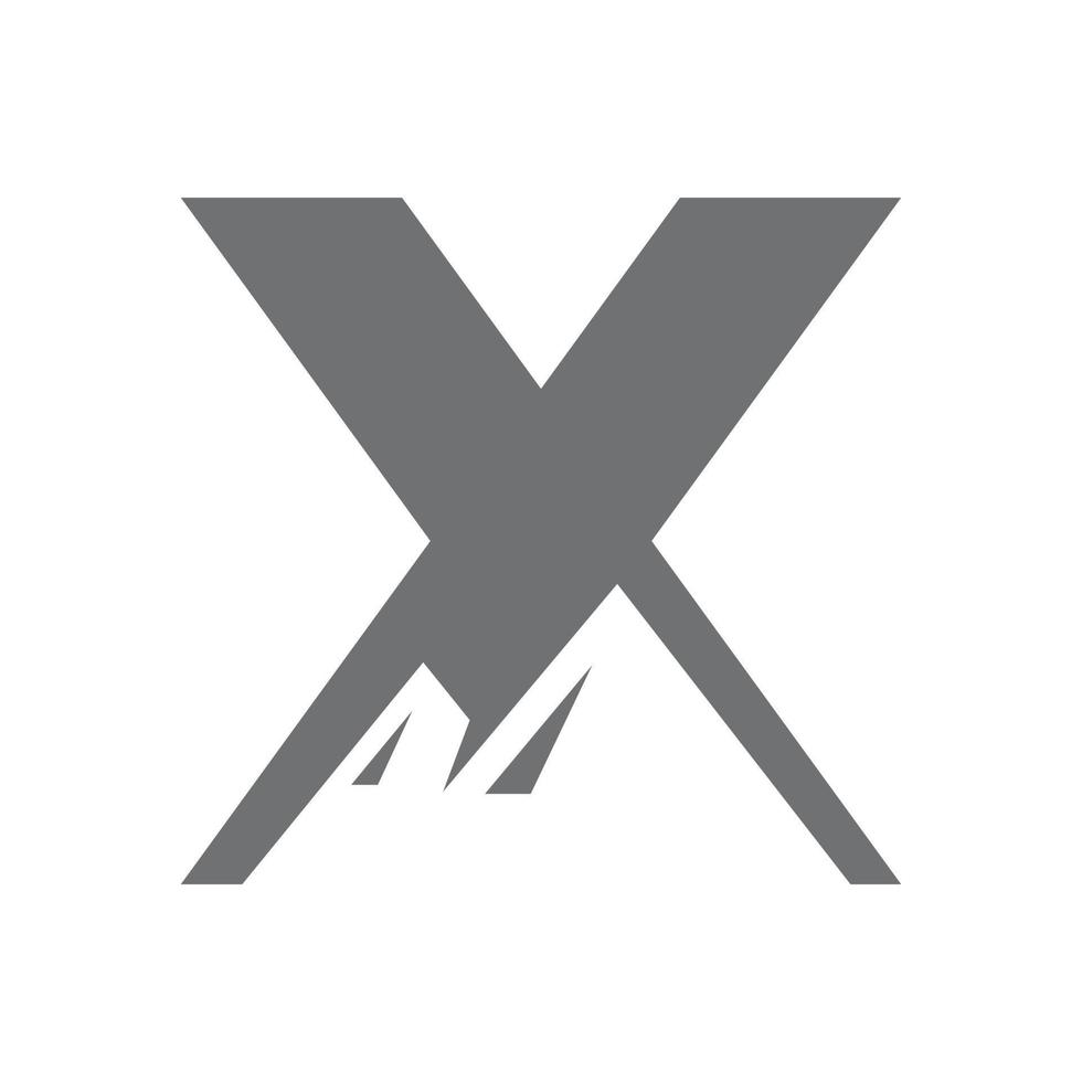 Buchstabe x Mount Logo Vektorzeichen. bergnaturlandschaftslogo kombiniert mit hügelikone und vorlage vektor